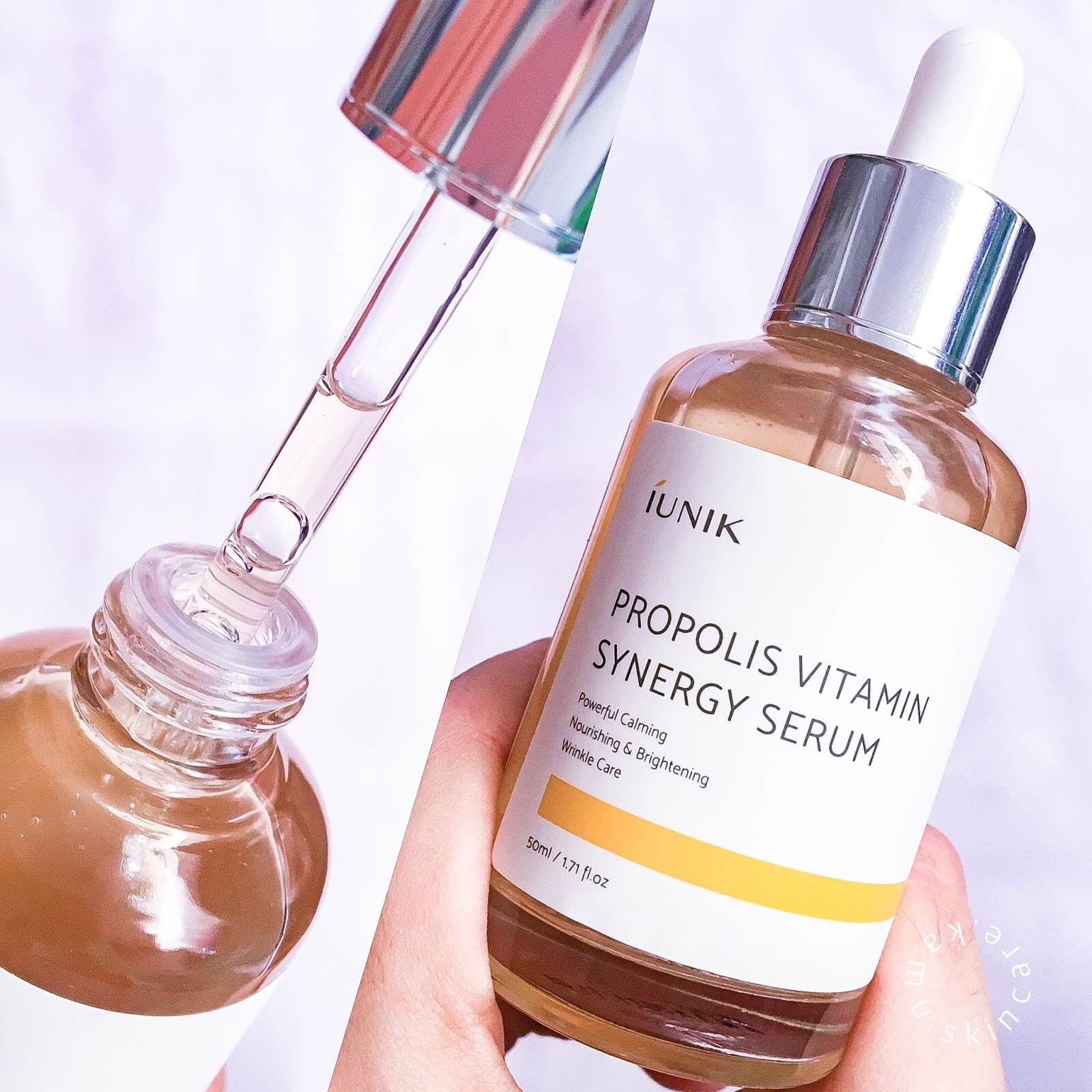 IUNIK Propolis Vitamin Synergy Serum 50 ml.   เซรั่มน้ำลายผึ้ง หยดใส รักษาสิว ยับยั้งการ เกิดสิว รอยแดงจากสิวจางลง ต้านการอักเสบจากสิวอุดตัน และการติดเชื้อจากสิวอักเสบ ไม่มีแอลกอฮอล์ ออแกนิค100%