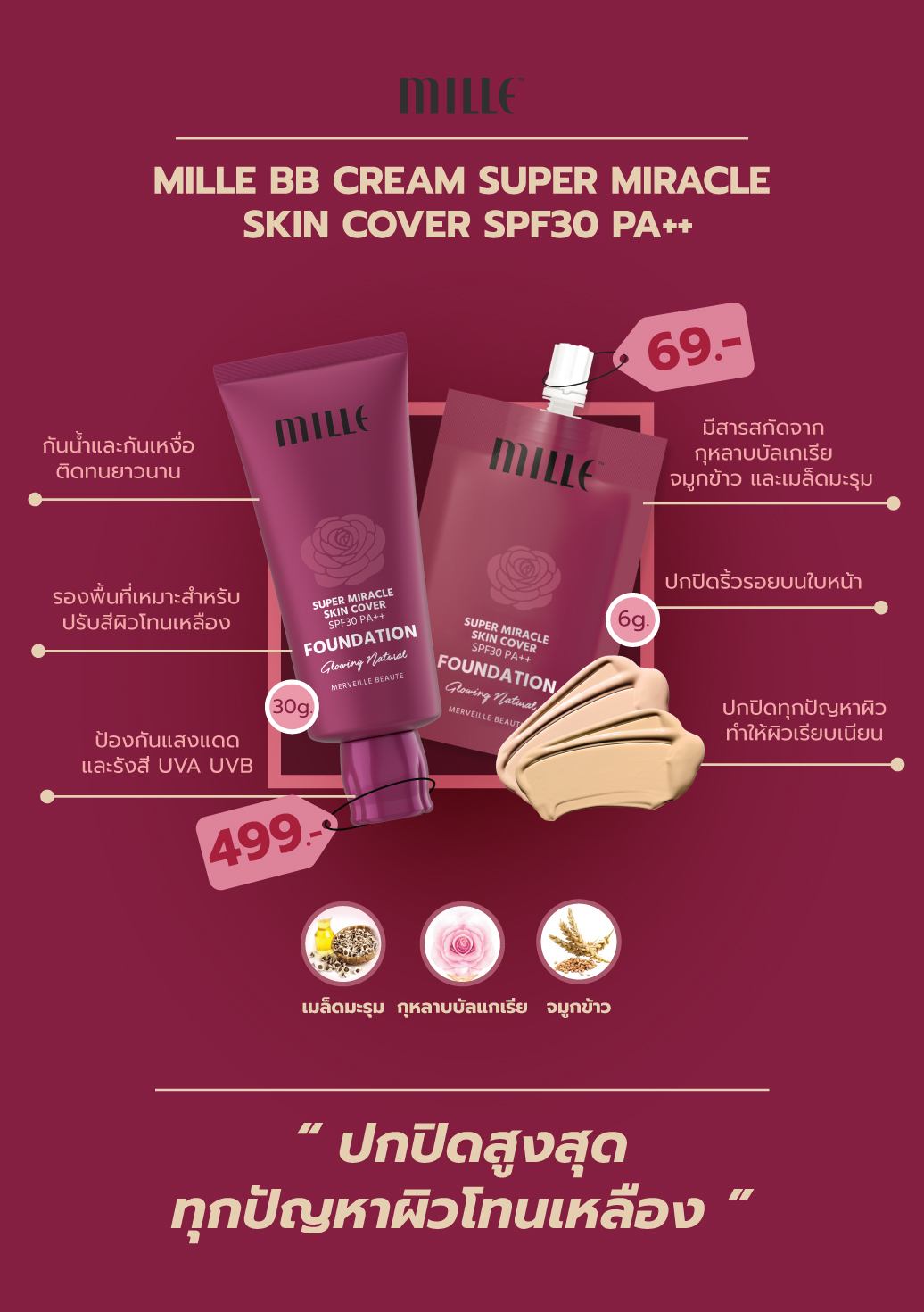 Mille Super Miracle Skin Cover Foundation SPF30/PA++