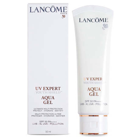 Lancome  UV Expert Youth Shield Aqua Gel SPF 50 PA++++ 10 ml.  • เนื้อเจลมอบสารอาหารและความชุ่มชื้น แม้ผิวบอบบางแพ้ง่าย • กักเก็บความชุ่มชื้นไว้อย่างสมดุลผิวอิ่มน้ำดูสุขภาพดี • ส่วนผสมจากโพลีเมอร์กระจายตัวบนผิวได้ดี เบาสบายผิว • ปกป้องและป้องกันผิวจากรังสี UVA/ UVB และมลภาวะต่างๆด้วย SPF 50 PA++++